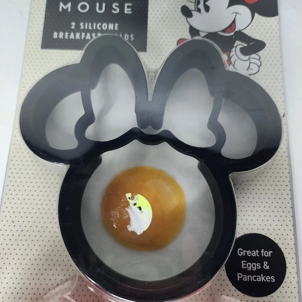 Disney Minnie Mouse 2 Silicone Breakfast Molds Face and Bow Red Black NEW